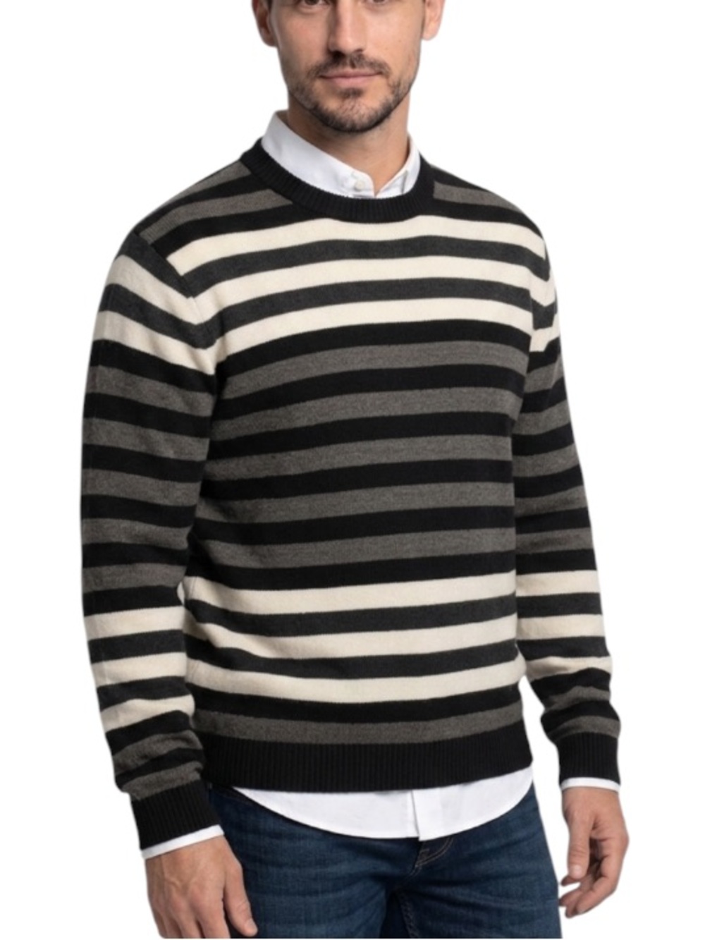 Crewneck sweater with stripes crewneck